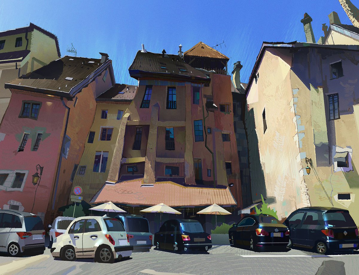 Lyon, France. Tried to push things a bit more.. Missed painting a lot. I want to animate a walk cycle on this BG later