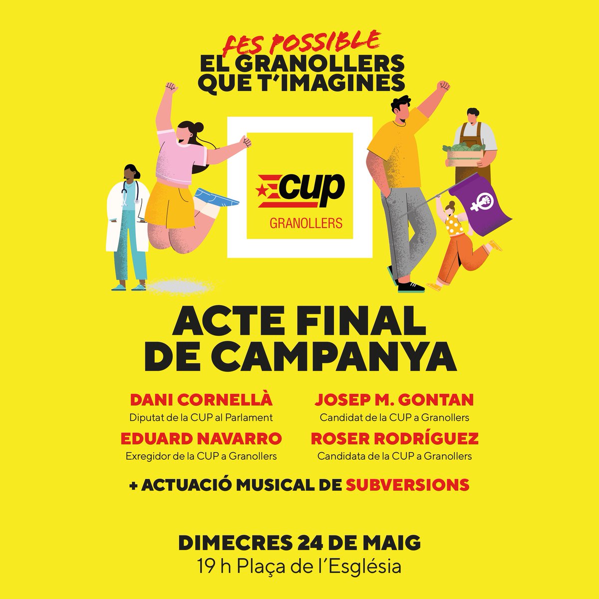 CUPGranollers's tweet image. ▶️ El retorn de la CUP a l&apos;ajuntament de Granollers és l&apos;única garantia de canvi real

▶️ Aquest dimecres t&apos;ho expliquem. Reserva&apos;t l&apos;estona!

📌 A les 19 h. a la plaça de l&apos;Església

#FesHoPossible #VotaCUP