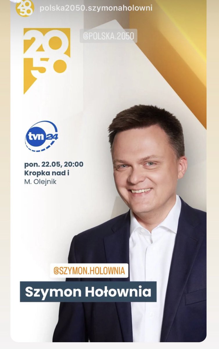 Nika4791's tweet photo. Gościem @KropkaNadI 
@tvn24  będzie @szymon_holownia @PL_2050 https://t.co/rzrxzyHDlf