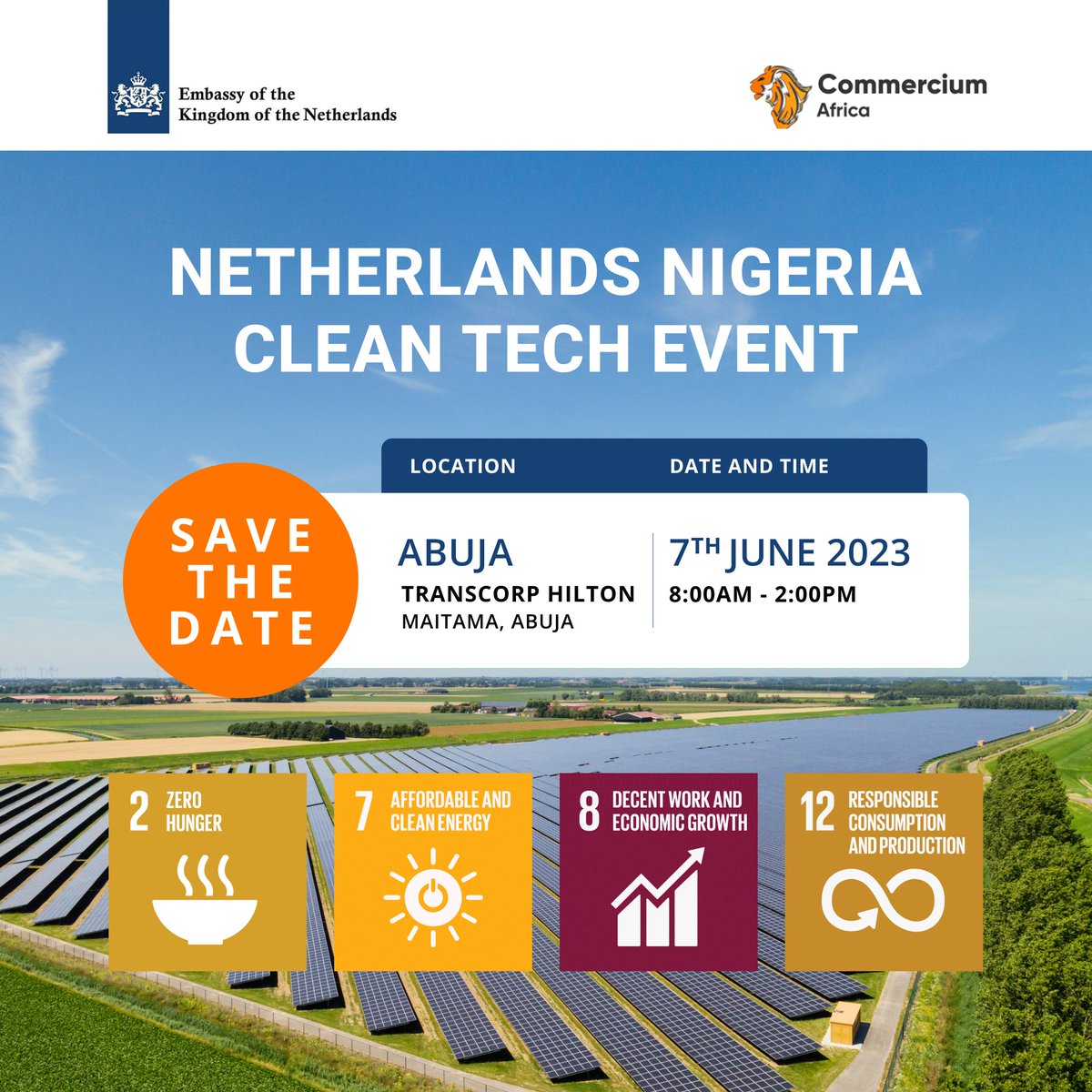 NLinNigeria's tweet photo. For more information and registration, check out our website: NETHERLANDS NIGERIA CLEAN TECH EVENT (https://t.co/4DJR41Dtf0) ☀️🌱♻️ https://t.co/fJd5ldOwDt