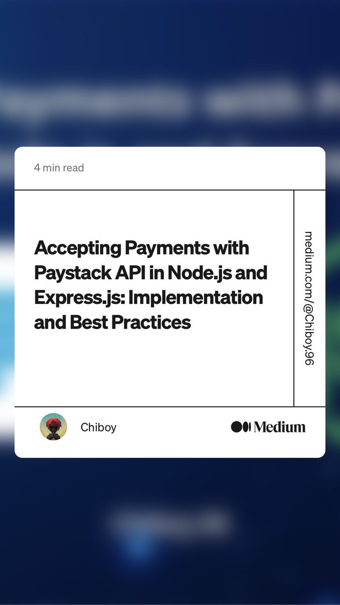 prono_96's tweet photo. Hey there! Check out my new blog post on receiving payments with Paystack API in Node.js. Find valuable insights and make your payment integration easier. Enjoy!

https://t.co/jaJ7DRfA5e https://t.co/q4rx0f8g61