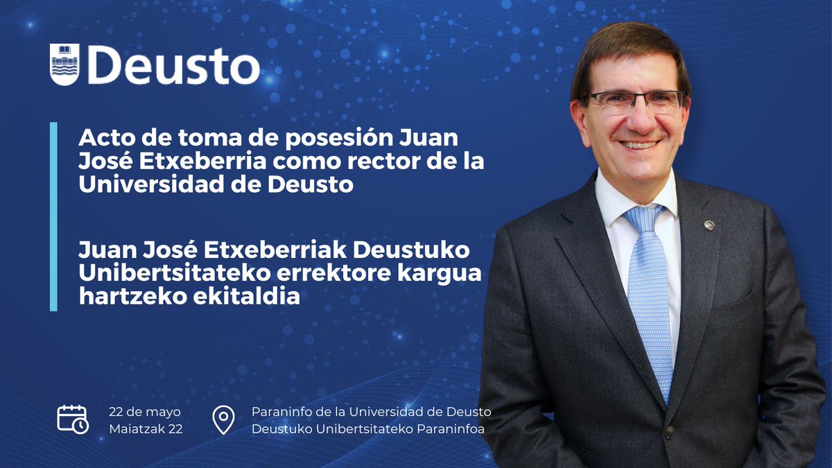 Hoy celebramos la toma de posesión como rector de Juan José Etxeberria. Momento también de agradecer a <a href="/JoseMariGuibert/">José M Guibert</a> su dedicación estos años para hacer de Deusto una universidad que forma personas para transformar el mundo. Eskerrik asko denagatik! 

Síguelo en este hilo 👇🧵
