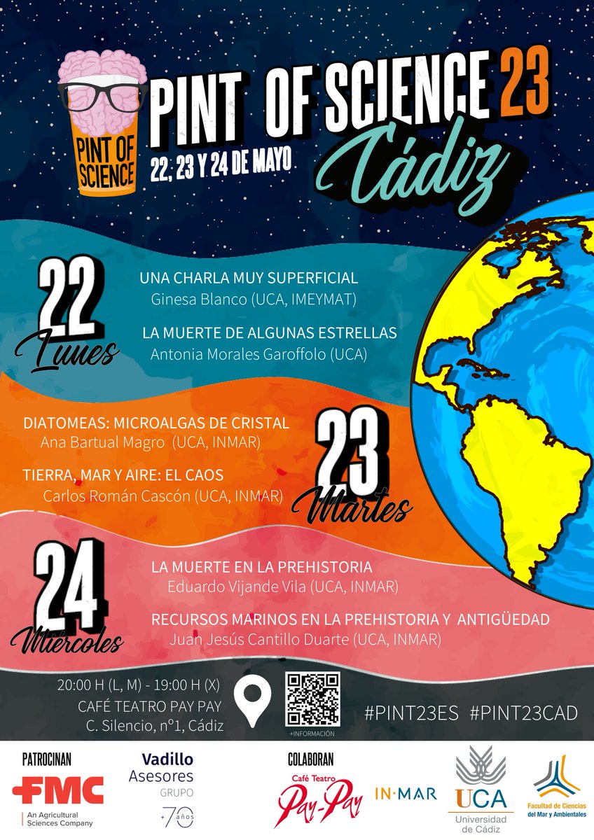 labap_uca's tweet photo. ¡Pint Of Science 2023!

Os esperamos en la intervención de @EduardoVijande y Juan Jesús Cantillo, miembros del LABAP. 
📅 23 de mayo.
📍Café Teatro Pay Pay (c/ Silencio, nº1)

https://t.co/MUmKykNj6W 
#Pint23ES #PIN23CAD #UCA #INMAR #LABAP @Divulga_UCA @univcadiz https://t.co/jFblCrXoto