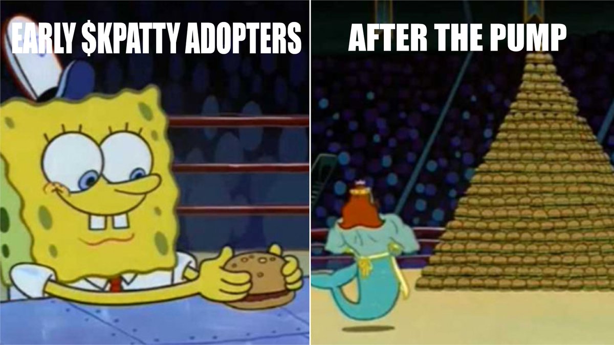 Early adopters of $KPATTY lets pump those bags!

dextools.io/app/en/ether/p…

#PEPE #KPATTY #SpongeBob #cryptocurrency #SPONGE #Memecoins #memecoin #Memes #MemeCoinSeason #Memecoinseason2023 #krabbypatty #sendit