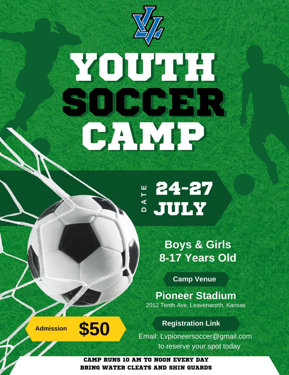 #Leavenworth #soccercamp #FtLeavenworth #lv #soccer #highschoolsoccer #kansassoccer #youthcamps #kansassummercamp
