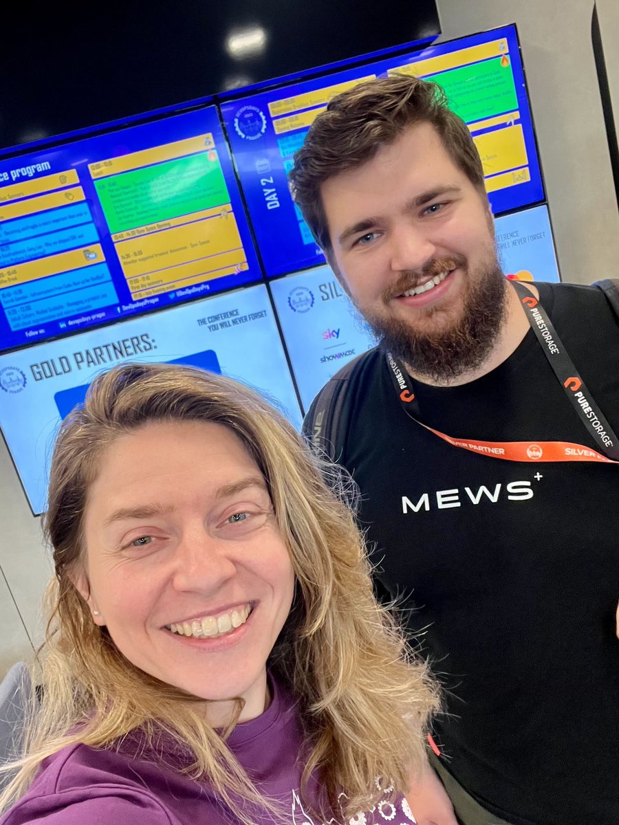 MewsRnD's tweet image. Our colleague, Karolina, is volunteering at the @DevOpsDaysPrg conference today. ✌️ Tech world is a small pond, we gotta help each other. 🤜🤛 And great to see our SRE Maksym learning a thing or two about #DevOps. 👨‍🎓