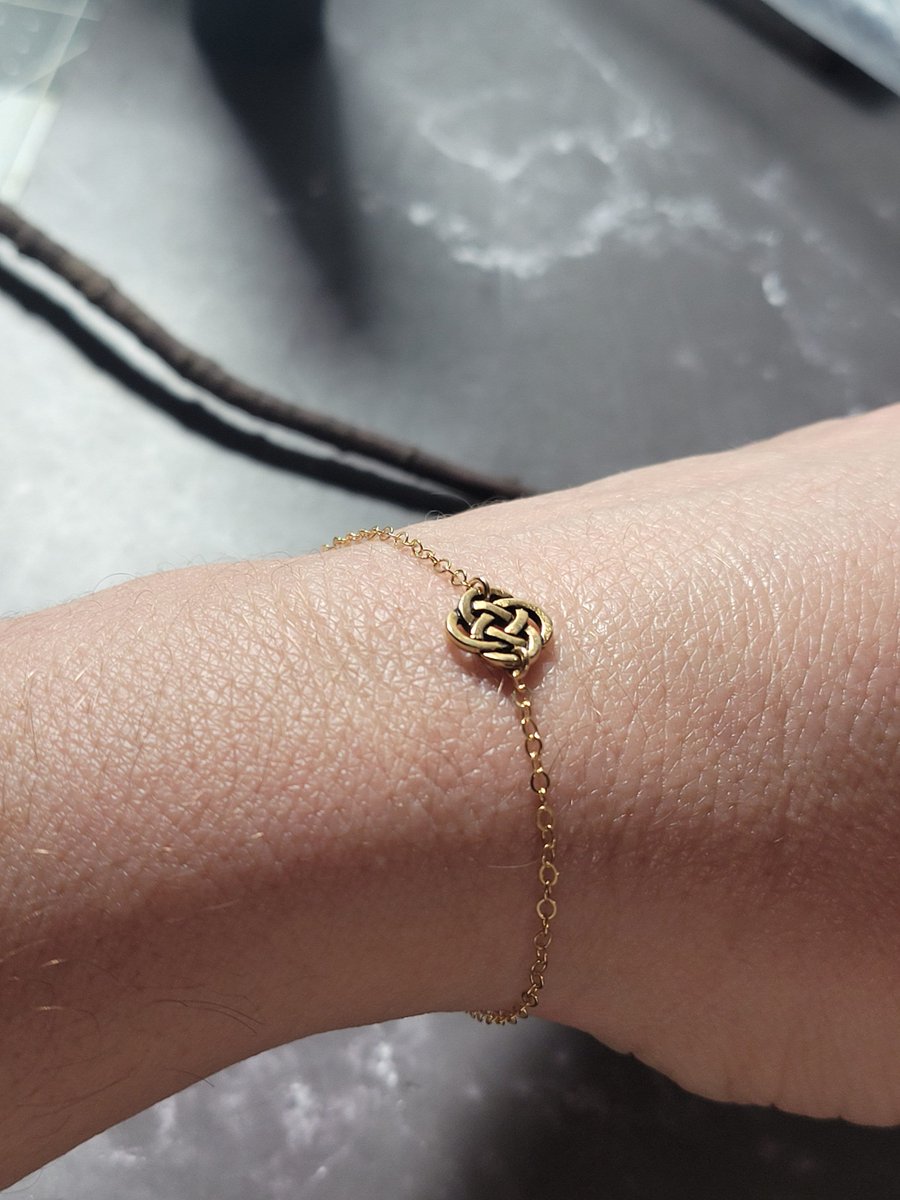 Excited to share the latest addition to my #etsy shop: delicate gold celtic knot bracelet, dainty bracelet, Irish jewelry, celtic jewelry, gold filled chain etsy.me/3IxYMIj #women #springring #minimalist #gold #pewter #daintybracelet #minimaljewelry #minimalist