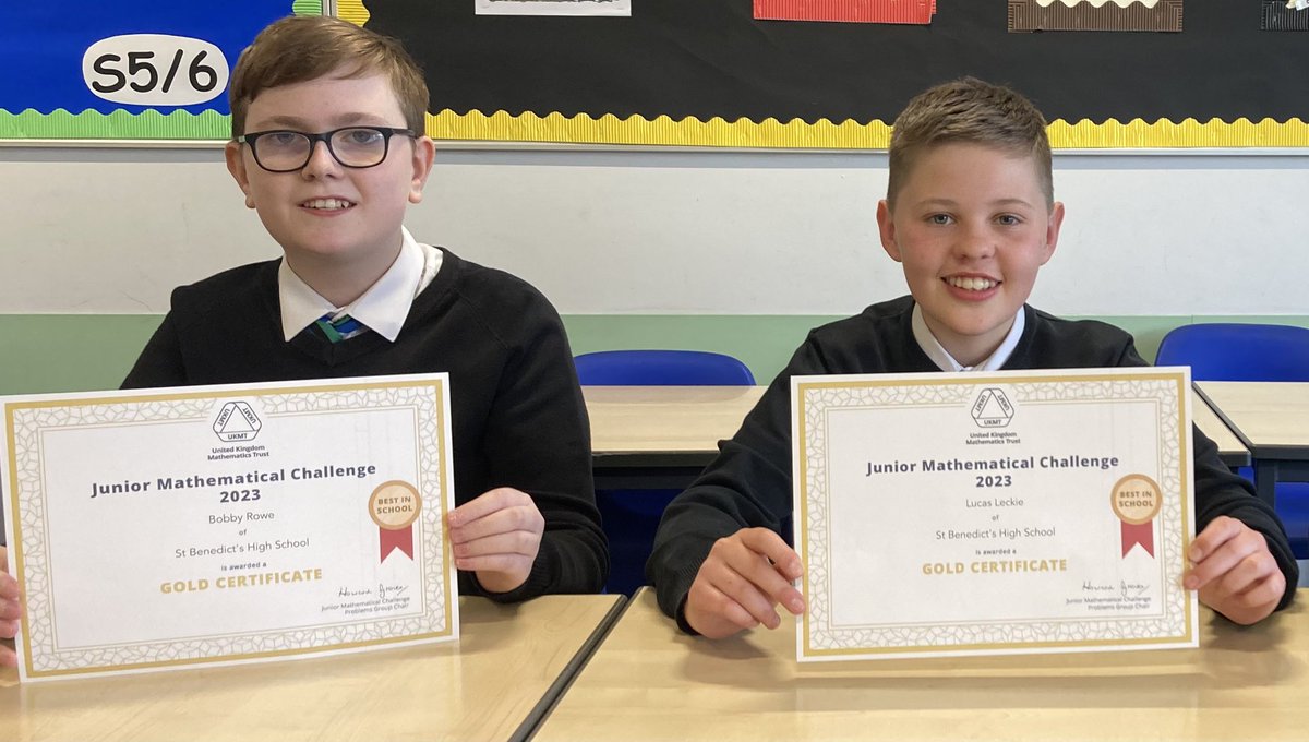 maths_st's tweet photo. Outstanding effort from Lucas and Bobby in qualifying for the Junior Kangaroo run by the UKMT. The Maths department is extremely proud of your efforts! The school has not had anyone qualify for YEARS! @stbenedictsren https://t.co/9VSMZmyMaL