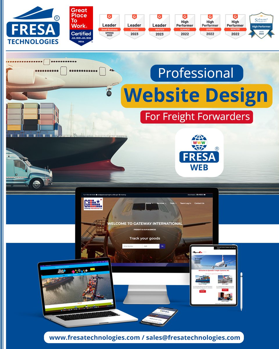 Fresa Web 
Professional Web Design For Freight Forwarders

For more queries please visit below link
fresatechnologies.com/products/fresa…

#fresa |#freight | #UAE | #WebsiteDesigner | #FresaWeb | #Hosting | #seo | #logodesigning | #flyerdesigning | #domain