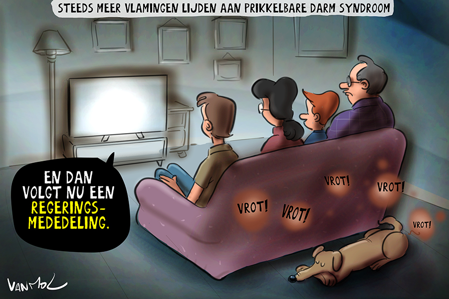 'Darm Vlaanderen!'

Eén op tien lijdt aan Prikkelbare Darm Syndroom.

#doorbraak #cartoon #prikkelbaredarmsyndroom #flatulentie