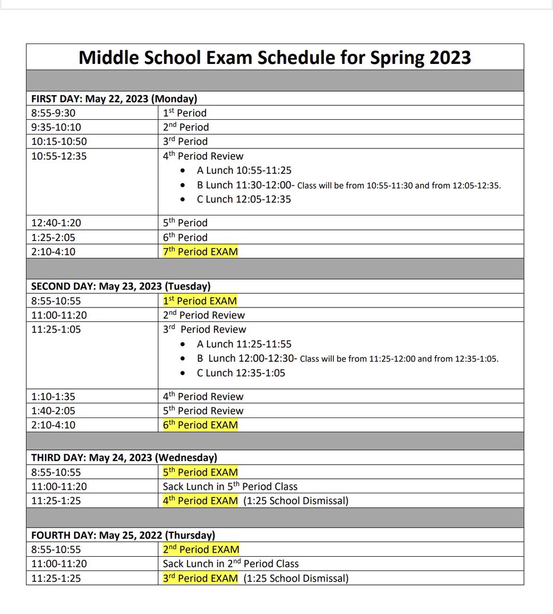 Enjoy your last week of school for 2022-23, students and teachers! Reminder students: no backpacks…