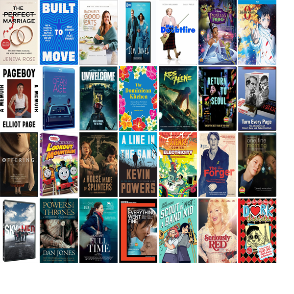 This week the Calvert Library has 82 new books and 45 new movies.  New items include The Perfect Marriage, Built to Move, Rachael's Good Eats, Tom Jones, Mrs. Doubtfire, The Princess and the Frog, Jujutsu Kaisen 0, Pageboy, Of An Age, and Unwelcome. wowbrary.org/nu.aspx?p=2779…