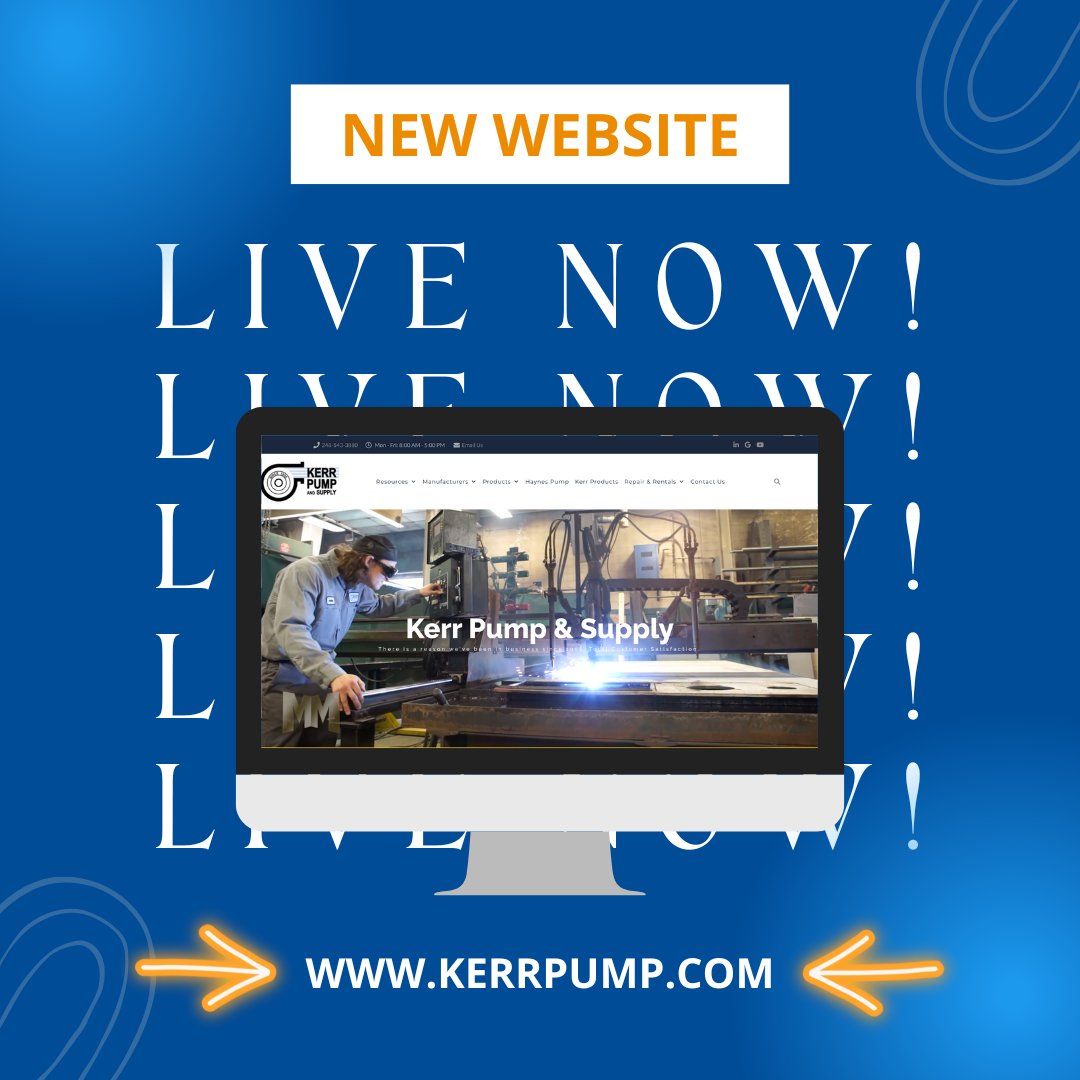 KerrPump's tweet photo. We are happy to announce that we have a brand new website! It has a new look, but the same great products. Check it out and drop us a comment to let us know what you think!

View our new website today --> https://t.co/rplaTVYAi5

#pumps #newwebsite #pumpservice https://t.co/zKyuhWkEOC