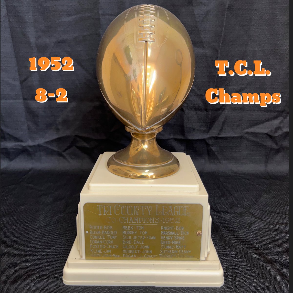 EP_BulldogFB's tweet photo. 1952 East Palestine captures its 2nd Tri-County League Trophy under HC John Hogan. Stay tuned for more Bulldog History as we ramp up for the 2023 season to begin!!
#epstrong #eastpalestine #bulldogs #epfootball #bulldogfootball #fliptheswitch https://t.co/9QqEwsYABr