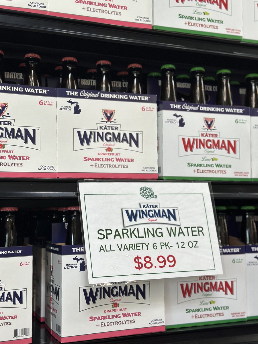 We found the motherload! Our friends Market Square have an entire wall dedicated to Wingman AND cases for sale! Stock up for summer party season ✌🏽 #wingmanwater #sparklingwater @market_square_stores