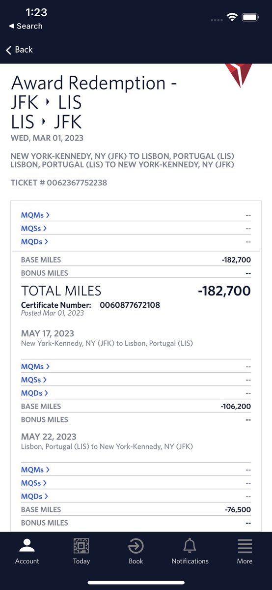 bryanwinther's tweet photo. @Delta Unfortunately that’s not even close. This leg of the trip was 76,500 miles.  We will accept that.  Additionally - delta has told us that they take no responsibility for damages to bags on their flights and we will at the very least need a voucher of equivalent value. https://t.co/jjOqDNuepP