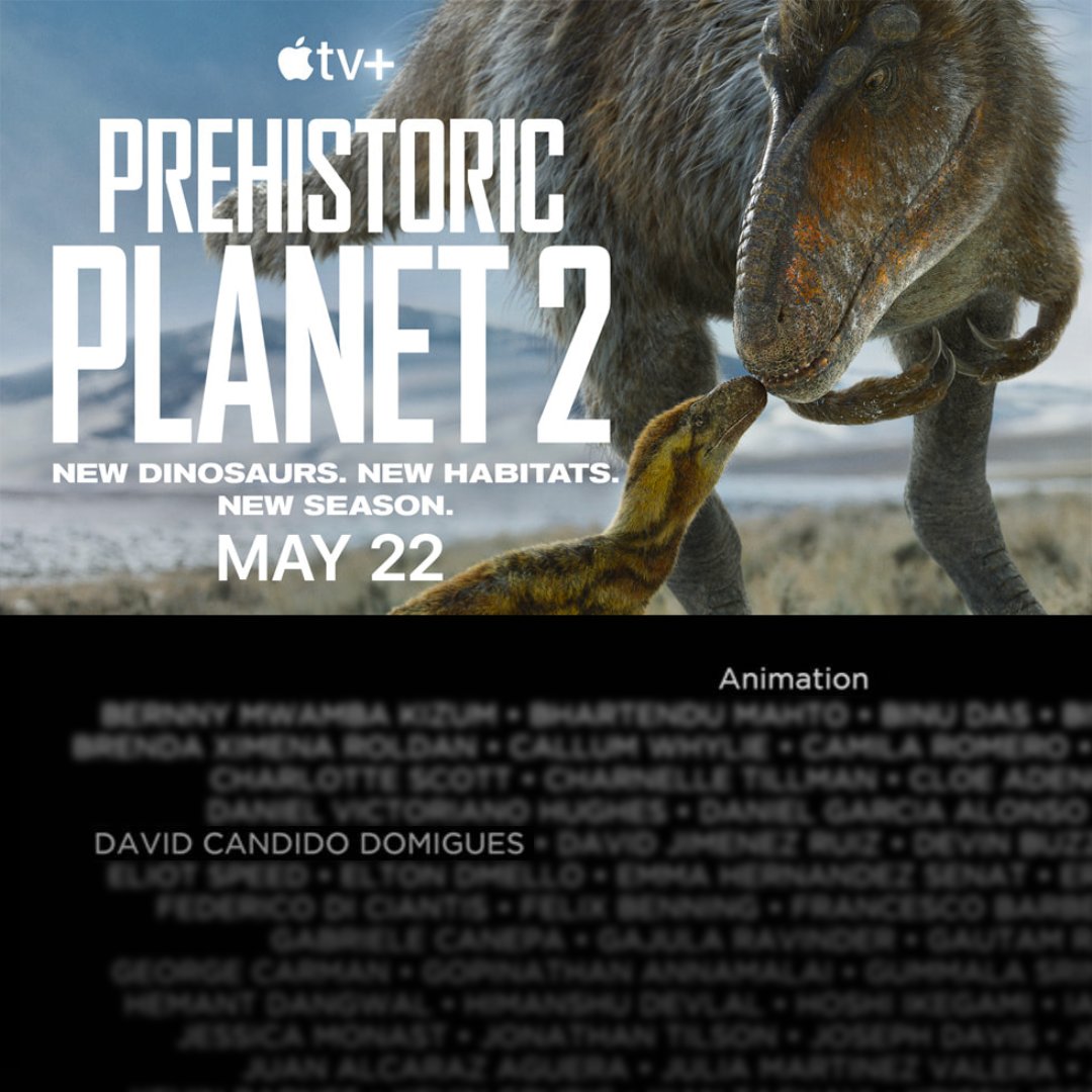 I'm super proud of this project!!! 🦕🦖 

It's an amazing work of art and hard work from a lot of people. I'm glad people got recognized in the credits. 

#PrehistoricPlanet2 Is out today! Go watch the first episode.

#firstcredit #VFX #animation