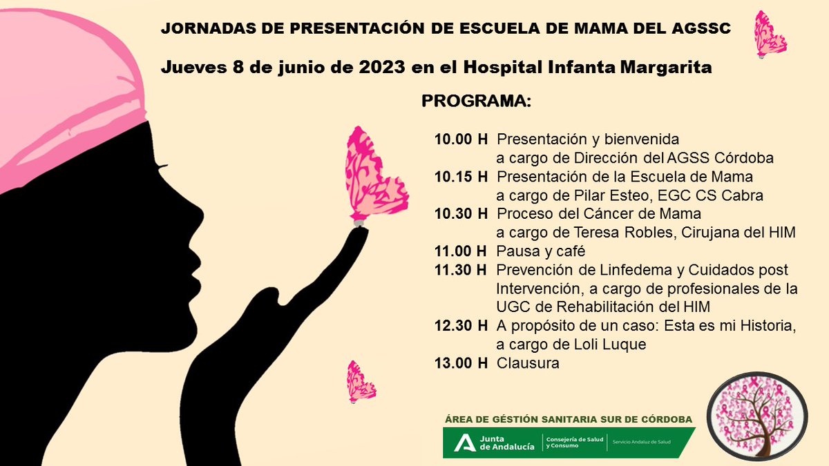 agssurdecordoba's tweet photo. 👉El jueves 8 de junio se desarrollará en el #hospitalInfantaMargarita una jornada de presentación de la Escuela de Mama dentro del Programa de Mejora de la atención en le Cáncer de mama del #AGSSurdeCordoba ¡Te esperamos! https://t.co/vN3eCMQg5O