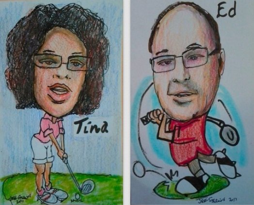 #GolfTournament Corporate sponsored #Fundraiser in #PompanoBeachFlorida included #Caricature drawings featuring #GolfCaricatures by #FortLauderdaleCaricatureArtist Jeff Sterling of FloridaCaricatures.Com