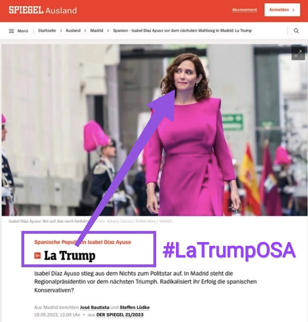 #LaTrump #LaTrumpOSA #Ayuso #DerSpiegel

#YoConPodemos #YoVotoPodemos #SiSePuede #Podemos #LasRazonesSiguenIntactas #LaEncuestaQueVale #LaVerdaderaIzquierda #RompeElBloque #TúQueNoTeCallas #ValentiaParaTransformar #YoConPodemosSiempre #YoConIoneBelarra #YoConIreneMontero