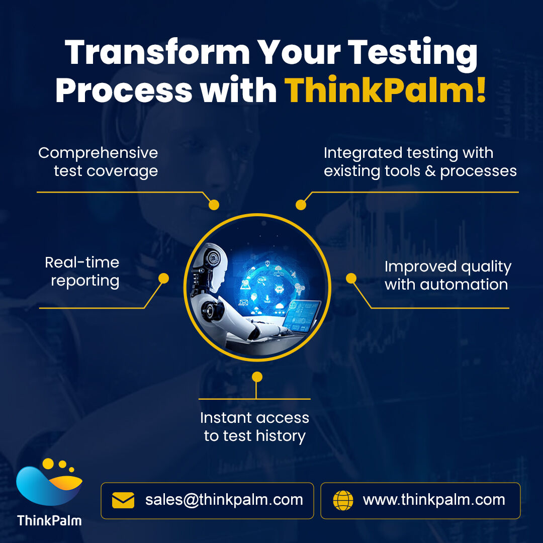 ThinkPalm's tweet photo. Ready to take your testing efforts to the next level with ThinkPalm's revolutionary approach?
Kick-start your Success Journey Today - Connect with ThinkPalm and Start Testing Smarter!
#TestAutomation #TestAutomationService #AutomatedTesting #ThinkPalm #SoftwareTesting https://t.co/ud3QAZUaQD