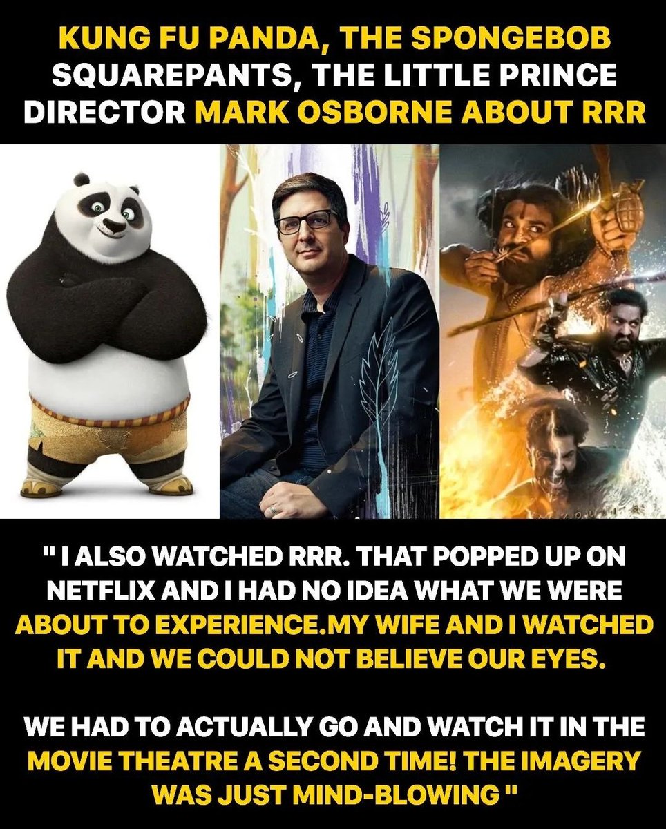 Director of @ssrajamouli's one of the ALL-TIME favorite Movies KUNG-FU PANDA (Mark Osborne) about #RRR 

#RRRINJAPAN #RRRMovie
