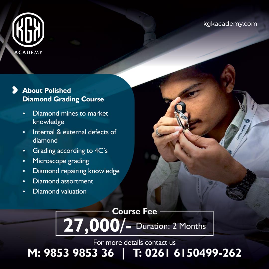 KgkAcademy's tweet image. Fast-Track Your Career in the Glittering Diamond Industry. Enroll in our Exquisite Polished Diamond Grading Course Today!

#PolishedDiamondGrading #KGKAcademy #course #GemsandJewellery #academy #diamondacademy #learning #training #career #students #surat #studyabroad