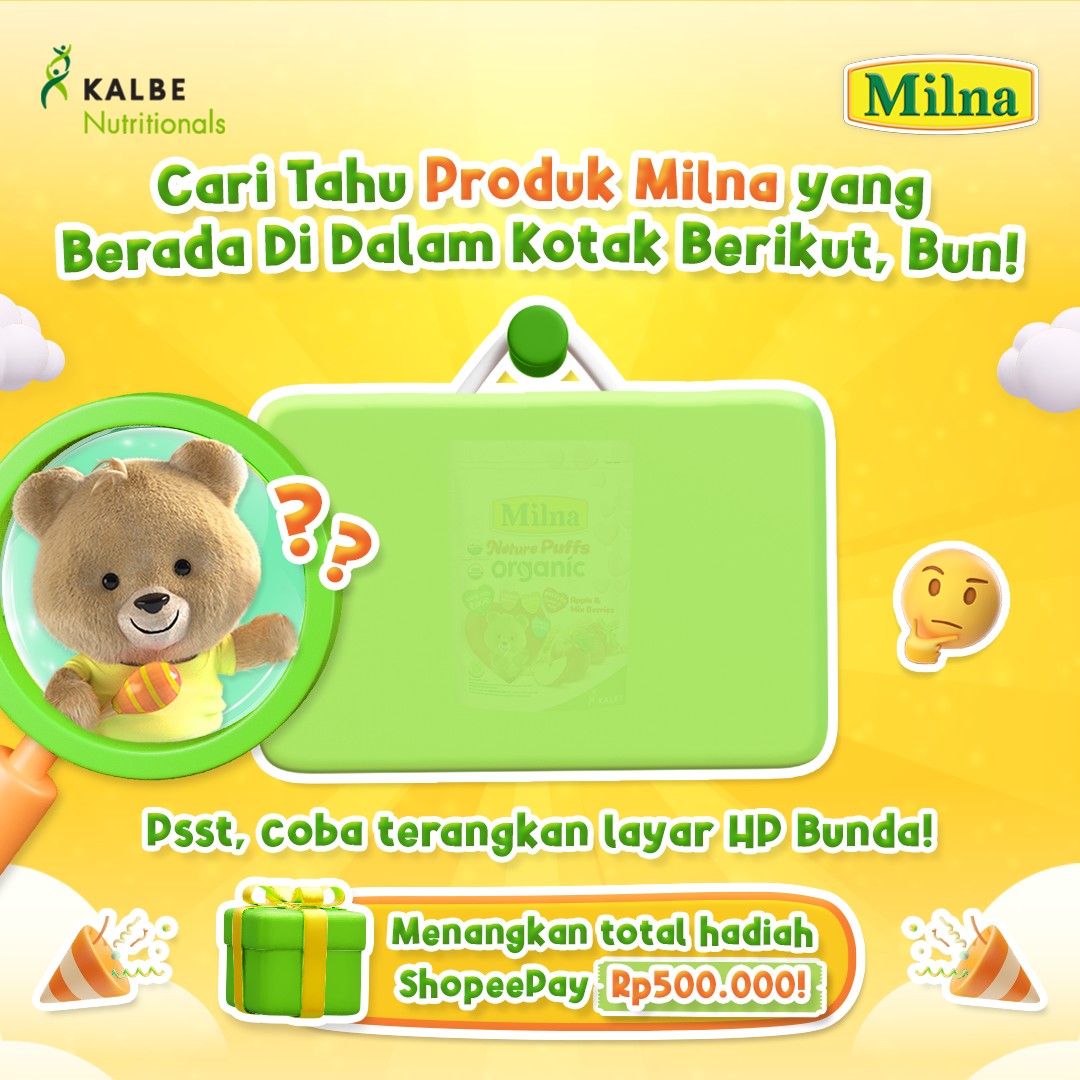 BundaMilna's tweet photo. Asik, Milna mau bagi-bagi hadiah ShopeePay untuk Bunda! Kali ini jawabnya harus lebih teliti ya Bun. Untuk membantu Bunda menjawab, coba terangkan layar HP Bunda dan cari tahu kira-kira di dalam kotak berikut ada produk apa aja sih Bun? https://t.co/n7NOTdIjqz
