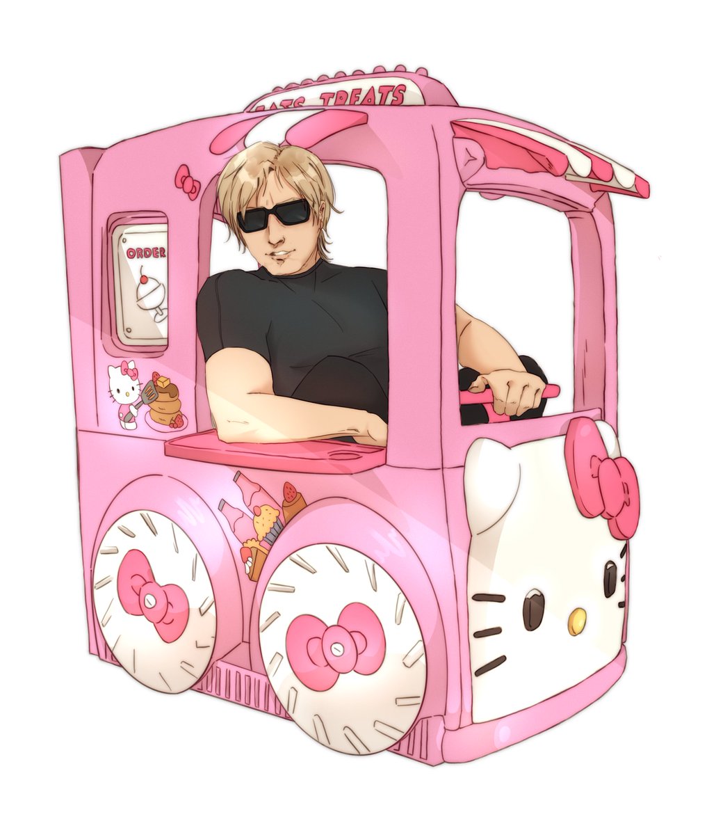 Autiwara's tweet photo. This is the only vehicle he's legally allowed to drive #LeonKennedy #ResidentEvil4Remake #ResidentEvil #HelloKitty https://t.co/R6LBUmddoX