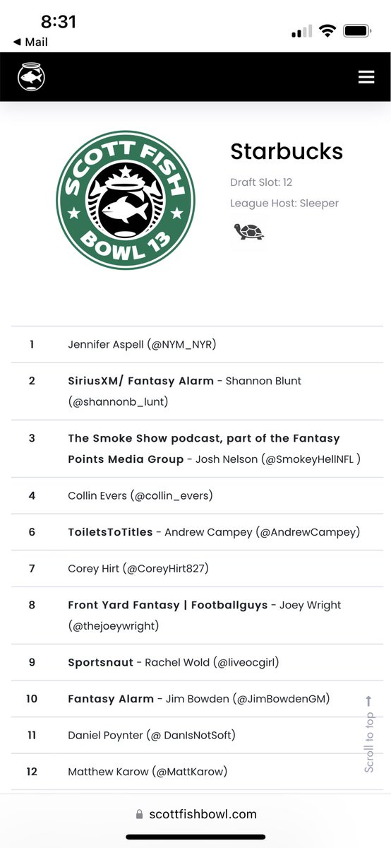 MattKarow's tweet photo. Thrilled to have received my first invite to #SFB13 @ScottFish24 after clinching a spot in the Underdog satellite last year. Looking forward to competing in the Starbucks division with a star studded cast. https://t.co/Fu3yqWvnPW
