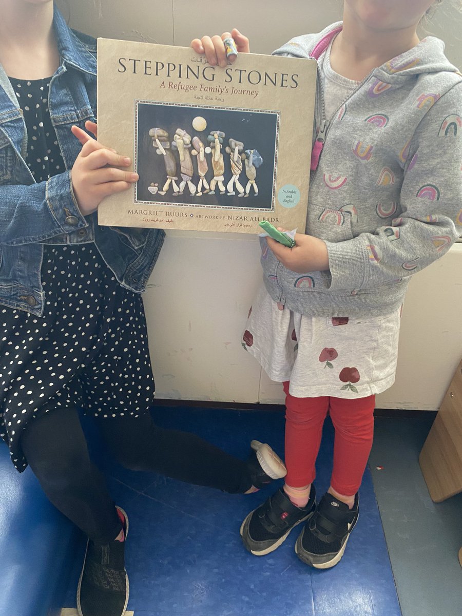 Reading the story Stepping Stones and then taking the book and making our own stone pictures!