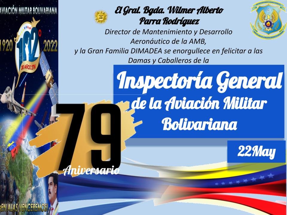 DimadeaA's tweet photo. Hoy #22May || La Familia del @DimadeaA , se complace en felicitar a la #INGEAMB por arribar a su 79° aniversario cumpliendo una excelente labor inspeccionando todas las dependencias de nuestro componente.
¡Felicidades!
@AmbInspectoria https://t.co/HfqfsZlouT