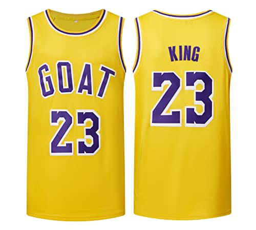 Mens Basketball Goat 23 Jersey King 23 Jerseys Shirts Fashion Yellow Jersey Shirt Gift for Men Party Basketball Fans - amazon.com/dp/B0BZ1FYGCH?… #handmade #giftingideas #shopsmall #etsy