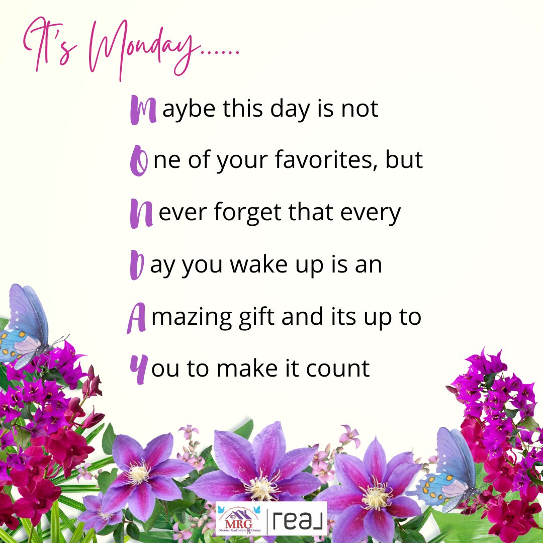 🌻 It’s Monday🌻

gift /ɡift/

:a thing given willingly to someone without payment; a present.

:a natural ability or talent.

Have an Amazing Monday and week !

#MRG #MondayMood #REALBrokerLLC #RealEstate #MotivationalMonday #PositiveVibesMonday #LetsGetIt