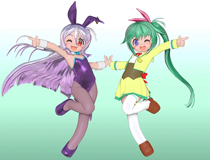 #UM405_GDKイラコン #兎美ショーコ #ガデ子  ショーコ&ガデ子グリーンレジン  パッケージラベル イラストコンテストの開催を記念して、にぎやかし参戦 ガデ子先輩は新ビジュアル版がで