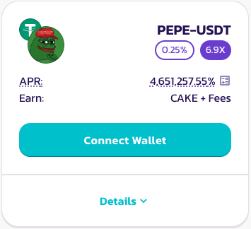 PancakeSwap's tweet photo. 🥞 The Pepe (@pepecoineth) v3 Farm is now live on BSC PancakeSwap!

🧑‍🌾 Stake $PEPE-USDT (0.25% fee tier) to Earn $CAKE here: https://t.co/qy8gl2c5V6

❗ $PEPE is a highly volatile token, please do your own research

ℹ️ If the APR is loading, it means there is no LP in the Farm yet