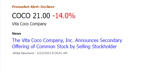 Chameleon 🦎 on Twitter: "$COCO declines in premarket trading. See the