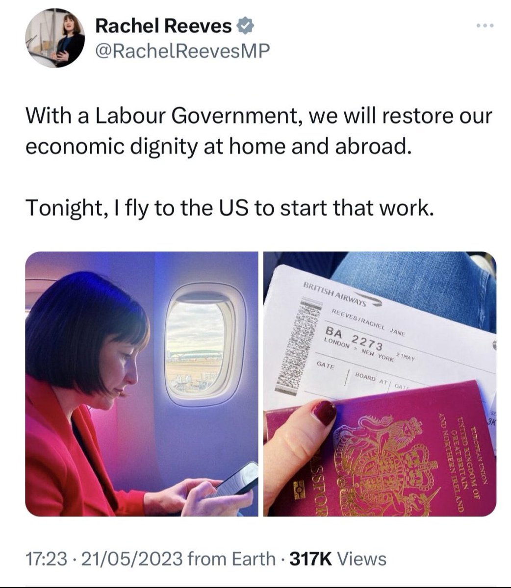 alexnunns's tweet photo. Rachel Reeves has deleted her tweet for SECOND time.

She tweeted a pic of her plane ticket to New York showing her in a luxury Club World seat costing thousands.

She deleted and reposted with the seat number blurred, drawing attention to it.

She’s since deleted the repost. 🤦🏻 https://t.co/bAvEr2j6aY