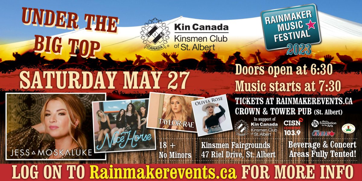 CISN Country 103.9 (@cisncountry) on Twitter photo 5⃣ days to <a href="/CISNCountry/">CISN Country 103.9</a>💋presents <a href="/jessmoskaluke/">Jess Moskaluke</a>, <a href="/nicehorsemusic/">Nice Horse</a>, <a href="/TaylorRae_Music/">Taylor-Rae</a> and @Oliviarosemusic
at #RainmakerMusicFestival Saturday May 27.
#RainmakerCountryConcert
Win🆓Tickets ⤵️⤵️⤵️
✅➡️➡️➡️cisnfm.com/contest/14228/… 5⃣ days to <a href="/CISNCountry/">CISN Country 103.9</a>💋presents <a href="/jessmoskaluke/">Jess Moskaluke</a>, <a href="/nicehorsemusic/">Nice Horse</a>, <a href="/TaylorRae_Music/">Taylor-Rae</a> and @Oliviarosemusic
at #RainmakerMusicFestival Saturday May 27.
#RainmakerCountryConcert
Win🆓Tickets ⤵️⤵️⤵️
✅➡️➡️➡️cisnfm.com/contest/14228/…