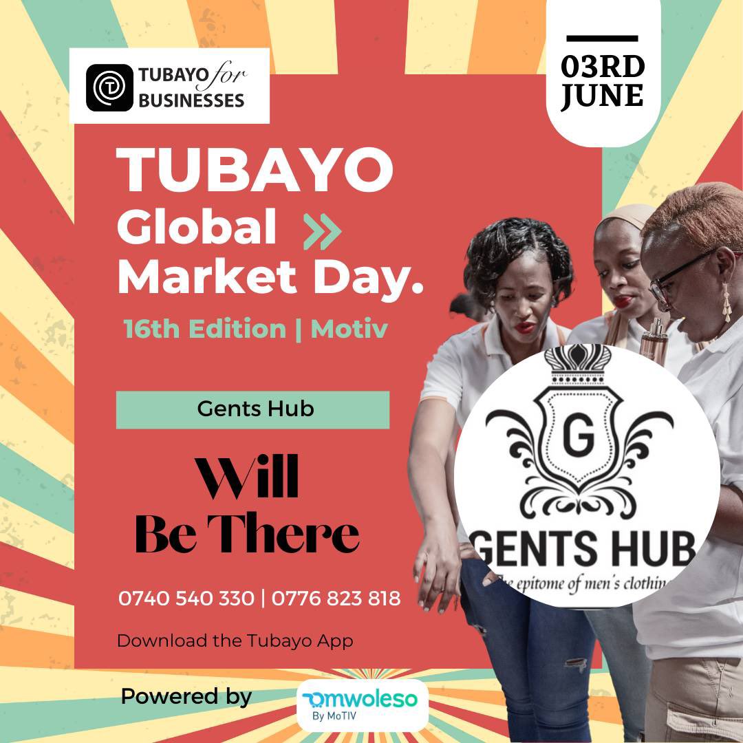 #GentsHub 
Attention Gentlemen ! 
Revamp your style game this #Tubayomarketday 
From sleek suites to trendy accessories,they’ve got everything to make you look dapper and sophisticated 

Step your fashion game and leave a lasting impression