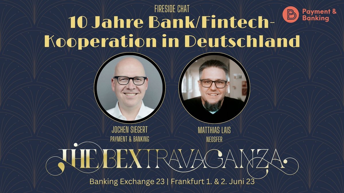 jochensiegert's tweet image. Spannender #Firesidechat bei der #BEX23 von @paymentbanking. Ich spreche mit @matzelais über das 10-jährige Jubiläum des #MainIncubator, heute @neosfer2022, DEM Pionier  auf dem Gebiet Bank-#Fintech Kooperationen und Investments in 🇩🇪 

Tickets unter banking-exchange.de