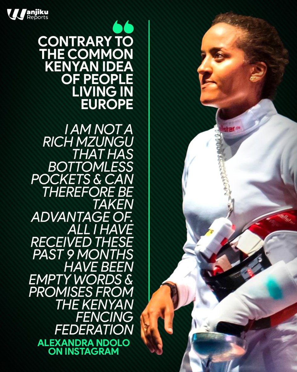 WanjikuReports's tweet photo. Alexandra Ndolo, the first Kenyan woman to compete in the FIE fencing event is disappointed by the Kenyan Fencing Federation. https://t.co/TBf2bLCLvF