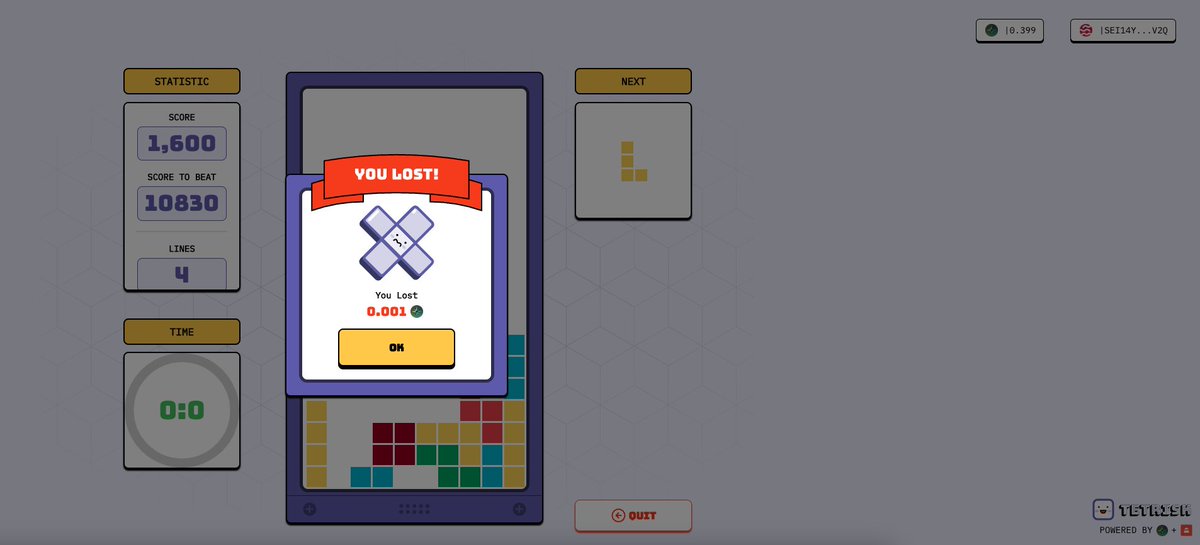 HerbTechnology's tweet photo. Just tried out tetris game on @SeiNetwork, everything runs smoothly and the UI is very friendly
@questify_gg
@seinetwork
@BlockedProtocol
@tetriskszn https://t.co/Q7H3eKre2V