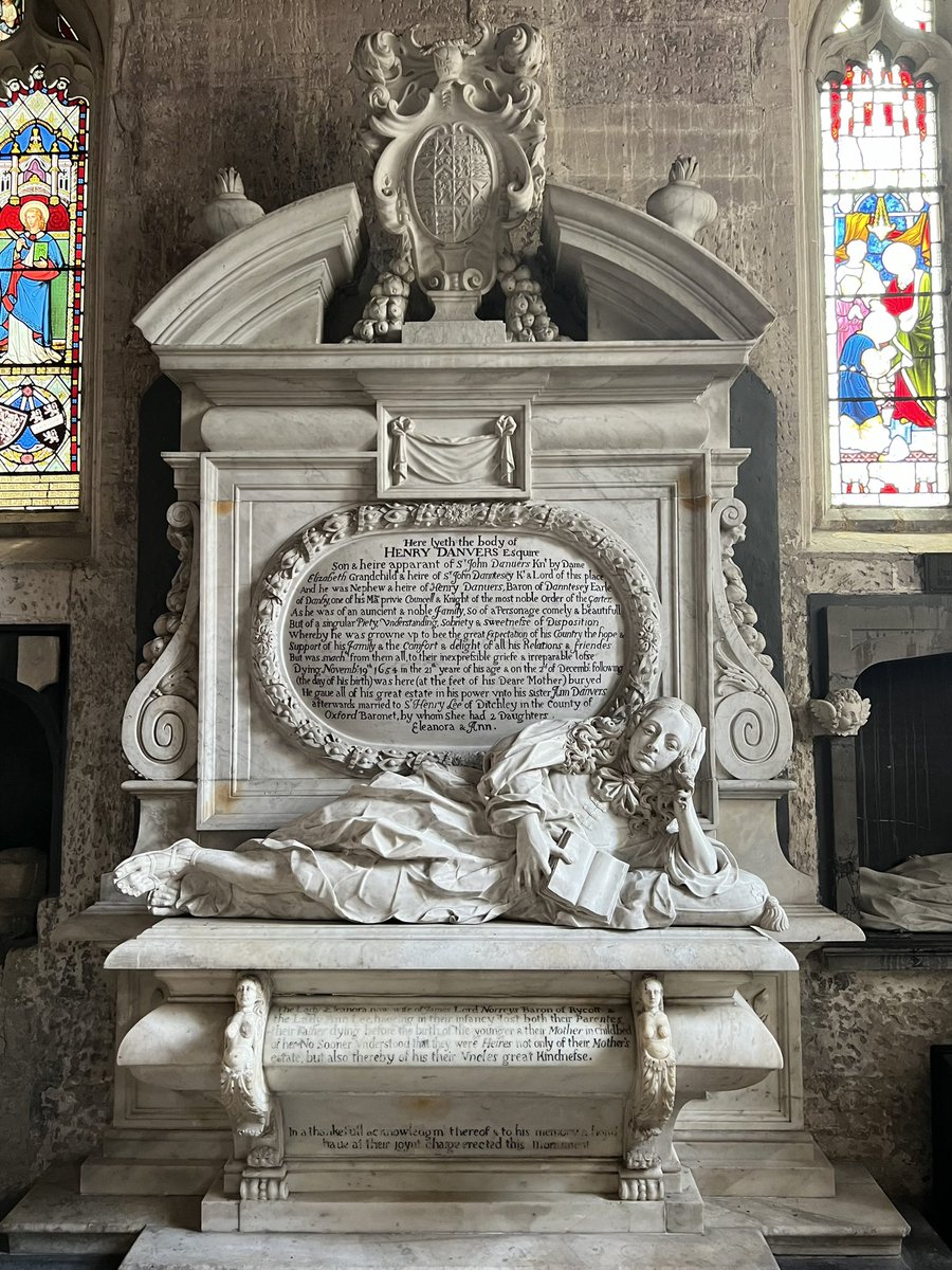 “Of a personage comely … of a singular piety, understanding, sobriety & sweetness of disposition”
The tomb of Henry Danvers in All Saints, West Lavington #Wiltshire 
#MementoMoriMonday
#MonumentsMonday
 By Abraham Storey c.1672.
