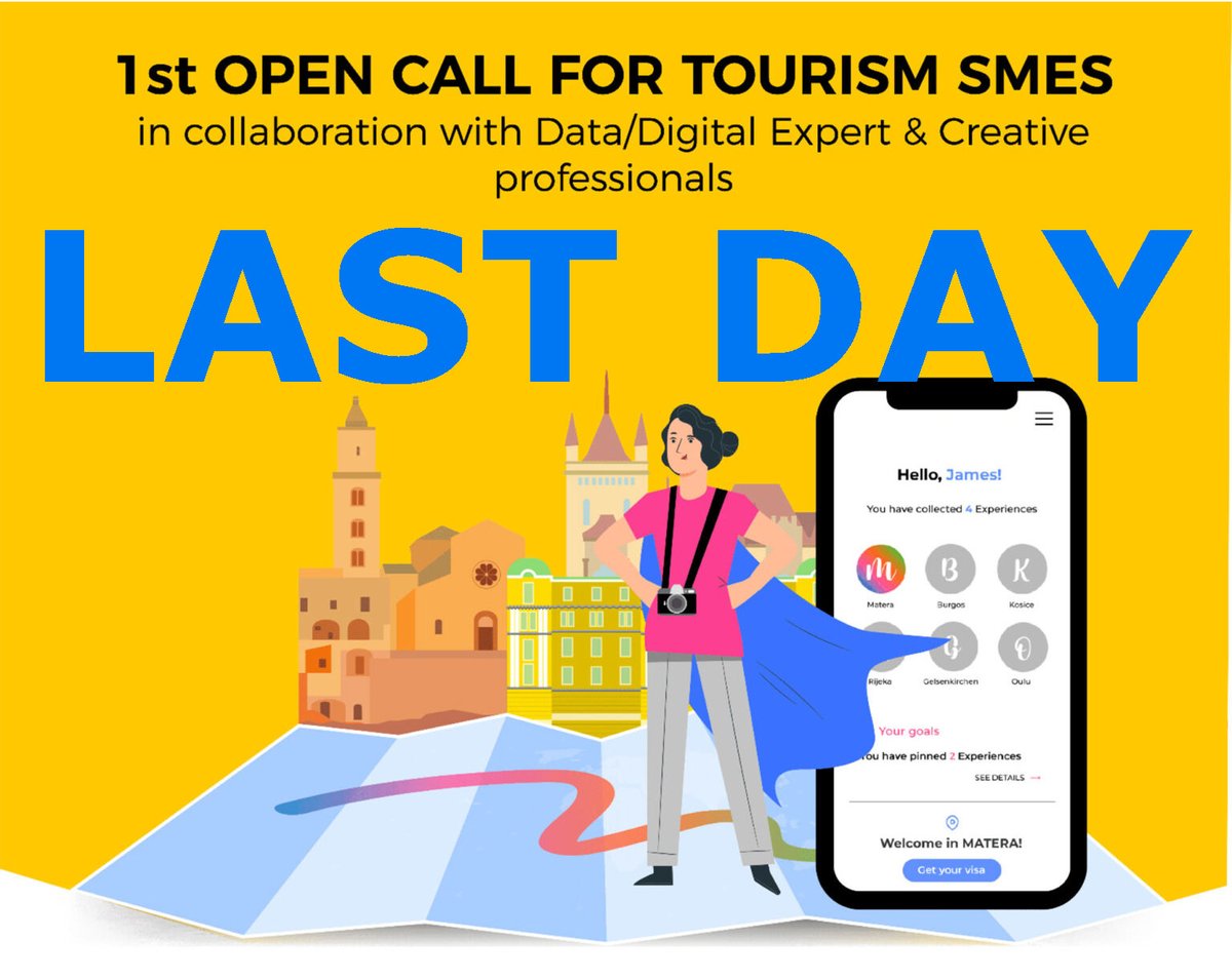 #CulTourData today the last chance!📅
Open call for Tourism SMEs closes today at 5.00 PM CET!
💶Get funded €7000 for your digitalization and creative project!💶
All info ans submissions here: deuscci.eu/first-open-cal…
#Italy #Spain #Slovakia #Portugal #Germany #Netherlands