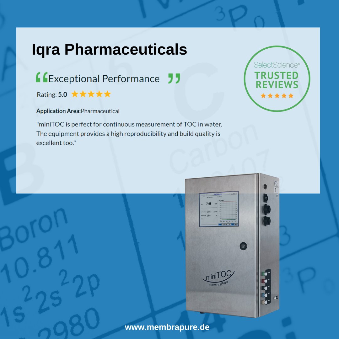 membra_pure's tweet photo. It is review monday! 👀
#miniTOC #TOCanalyzer #testimonials #membraPure #madeingermany @SelectScience https://t.co/GO5Ssirj0d