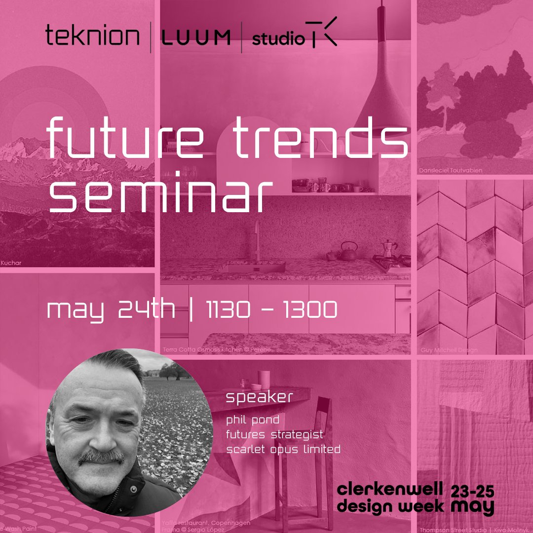 If you are visiting Clerkenwell Design Week, then ... make it Wednesday!

We will be here, come join us for one of the most unusual, thought provoking and fun seminars we have ever been asked to give ... <a href="/teknion/">Teknion</a>