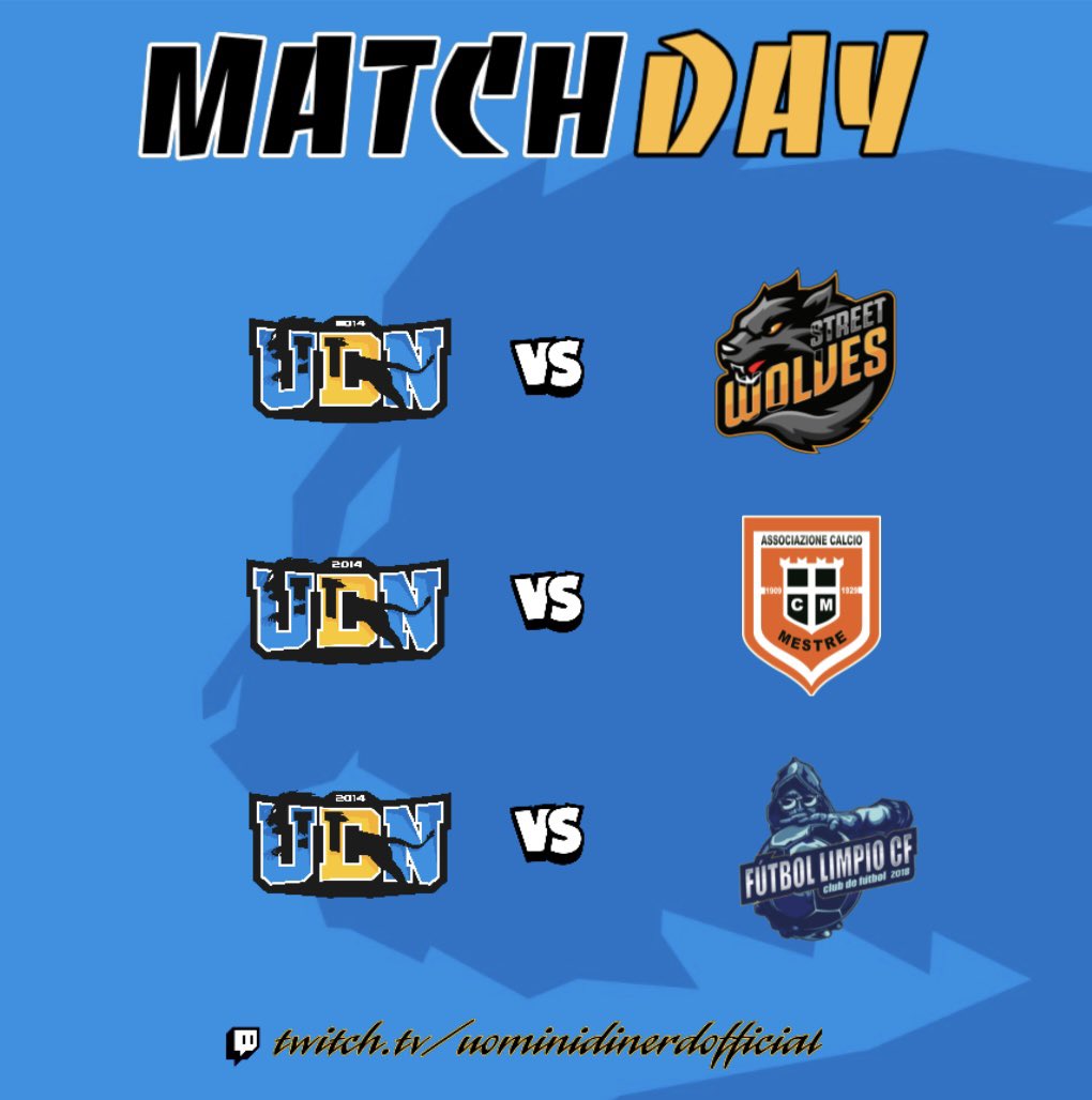 thegrowlesport's tweet photo. 📍MATCHDAY📍

🏆@FVPA_net 
📆 20 giornata lega 🅰️
🏠🆚  @WolveStreet 
⏰ ore 22.00

🏆@VPGItaly 
📆  22 giornata lega 🅱️
🏠🆚   @acmestre 
⏰ ore 22.30

🏆@VPLItaly 
📆  16 giornata lega 🅱️
🏠🆚  @FutbolLimpioCF 
⏰ ore 23.00

#ForzaUdn💛💙🖤 https://t.co/6c9G0a7Ezj
