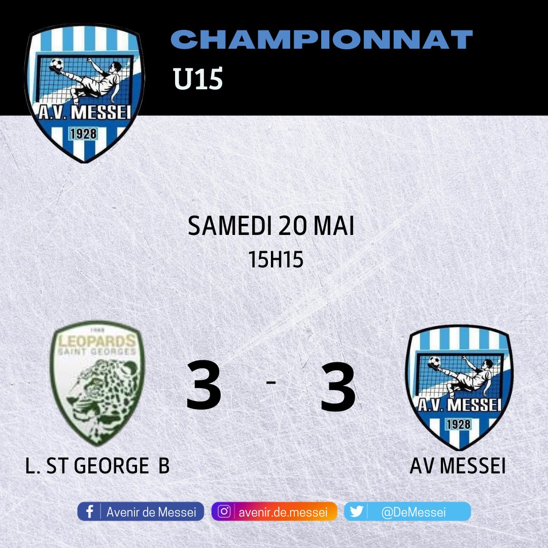 🔵⚪️ RÉSULTATS DU WEEK-END ⚪️🔵

Nos U15 se laissent sur un pied d’égalité contre les Léopards sur le score de 3-3. Championnat terminé pour cette équipe qui termine la saison à la 5e place sur 8 au total ! ⚽️