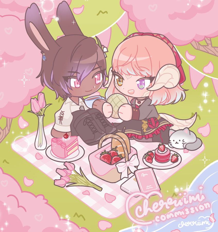 null 「spring picnic thank you!」|𝙖𝙧𝙞𝙨𝙖 🐱🍒 cf16 G27-28のイラスト